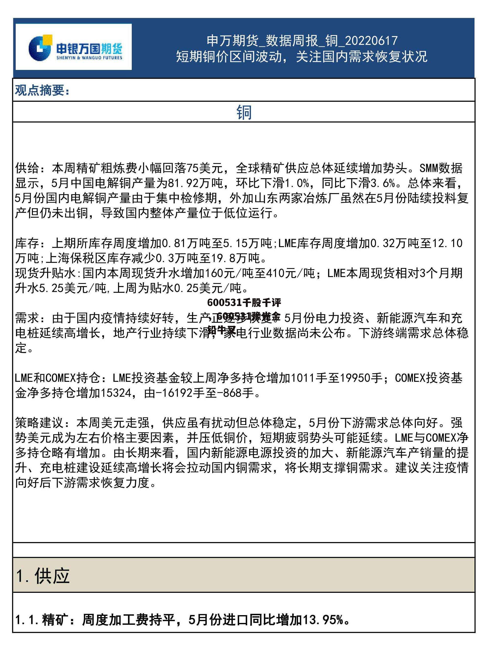 600531千股千评，600531豫光金铅牛叉